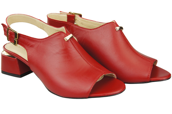 Dámská obuv Červené sandály zlatá přezka Přírodní kůže 198 ElitaBut