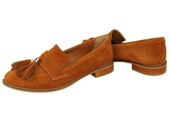 Dámská obuv Mokassins Natural Leather Velour Red 134 ElitaBut