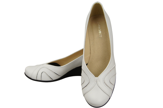 Dámské boty z přírodní kůže Bílé lodičky 828 ElitaBut