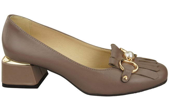 Dámská obuv Dámské lodičky se střapcem Cappuccino Tmavě přírodní kůže 195 ElitaBut