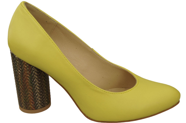 Dámské lodičky Lemon z přírodní kůže Barevný ozdobný podpatek 194 ElitaBut