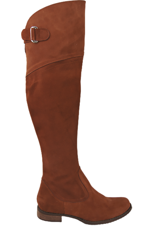 Obuv Dámské boty Kaštanové mušketýrky Vysoké nad kolena z přírodní kůže Velur 154 ElitaBut