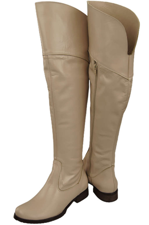 Dámské kozačky Cappuccino Bright Musketeers High over the knee natural leather 638 ElitaBut