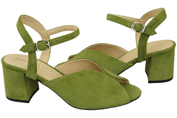 Dámská obuv Pistachio Leather Suede Sandals 185 ElitaBut