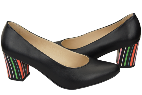 Dámská obuv Dámské lodičky černé přírodní kůže s ozdobným podpatkem 158 ElitaBut