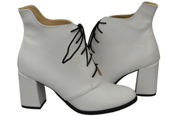 Obuv Dámské bílé šněrovací boty Zimní přírodní kůže 174 Z ElitaBut