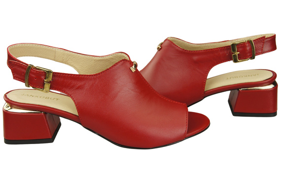 Dámská obuv Červené sandály zlatá přezka Přírodní kůže 198 ElitaBut
