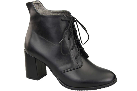 Obuv Dámské šněrovací kozačky černé Jaro/Podzim přírodní kůže 174 L ElitaBut