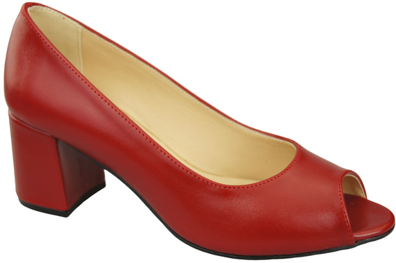 Dámská obuv PEEP TOE Červené lodičky z přírodní kůže s potaženým podpatkem 192 ElitaBut