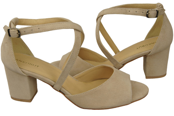 Dámská obuv Sandály béžové přírodní kůže semiš 111 ElitaBut