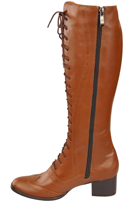 Dámská obuv Hnědé šněrovací boty z přírodní kůže 595 ElitaBut