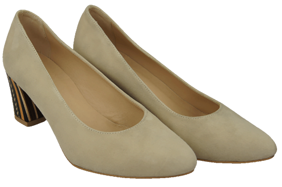 Dámská obuv Beige Natural Suede Leather Decorative Heel 158 With ElitaBut