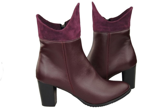 Obuv Dámské zimní boty z přírodní kůže Maroon 137 ElitaBut