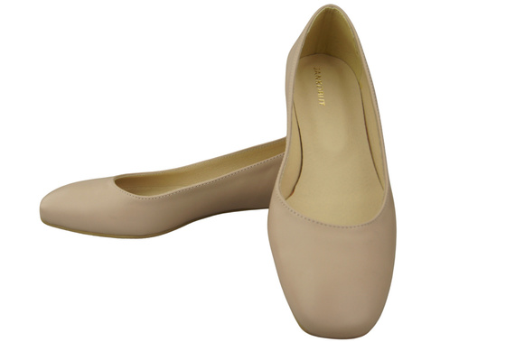 Ploché dámské boty Boty Cappuccino Světlý ozdobný podpatek Přírodní kůže 209 ElitaBut