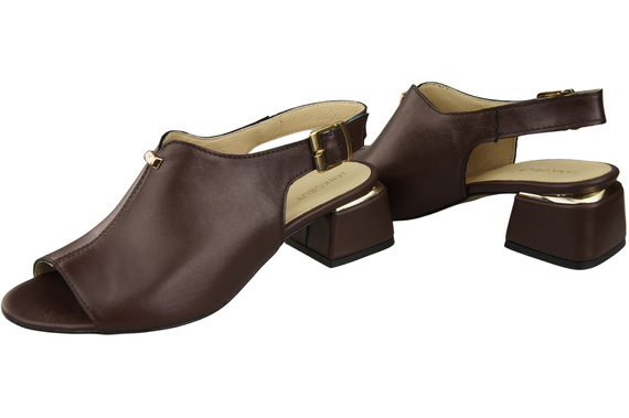 Dámská obuv Čokoládové sandály se zlatou přezkou Přírodní kůže 198 ElitaBut