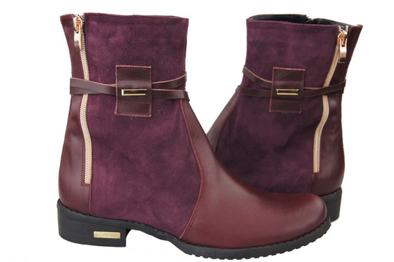 Dámská obuv Přírodní kůže Maroon kozačky 885 ElitaBut