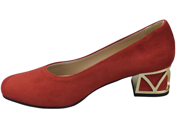 Pohodlné dámské boty Červená lodičky s ozdobným podpatkem Přírodní semišová kůže 219 Od ElitaBut
