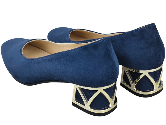 Pohodlné dámské boty Námořnická modř lodičky s ozdobným podpatkem Přírodní semišová kůže 219 Od ElitaBut