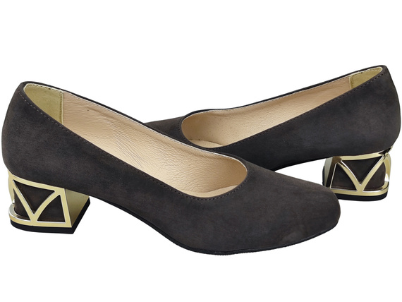 Pohodlné dámské boty Čokoláda lodičky s ozdobným podpatkem Přírodní semišová kůže 219 Od ElitaBut