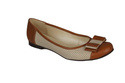 Dámské baleríny z přírodní kůže Red-Beige 718 ElitaBut