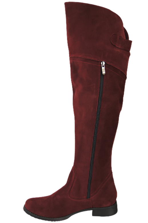 Dámská obuv Dámské kozačky Maroon Musketeers High over the knee natural leather Velour154 ElitaBut