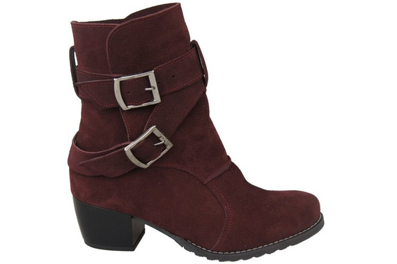 Dámské boty Boty Natural Leather Velour Maroon 119 ElitaBut