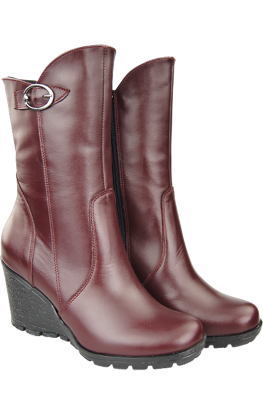 Obuv Dámské boty na platformách z přírodní kůže Maroon 750 ElitaBut