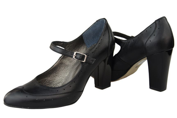 Dámská obuv Přírodní kožené lodičky Černá 958 ElitaBut