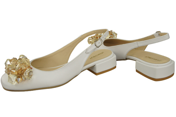 Dámská obuv Bílé sandály s krystaly Přírodní kůže 215 ElitaBut