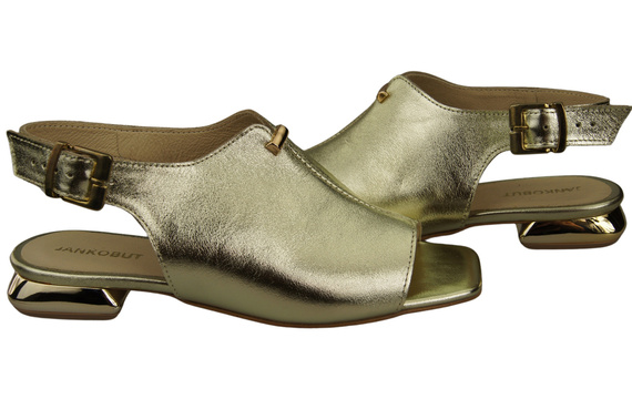 Pohodlná dámská obuv Zlaté sandály Plochý zlatý podpatek Přírodní kůže 207 ElitaBut