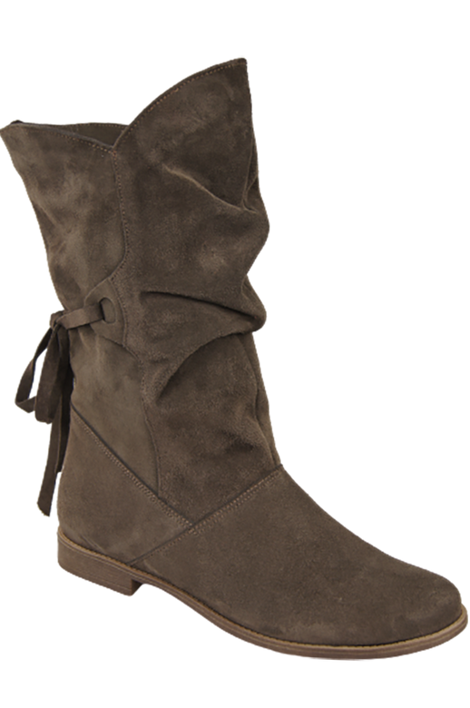 Obuv Dámské kozačky hnědé jaro / podzim přírodní kůže velur 999 L ElitaBut