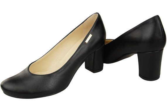 Klasické dámské černé lodičky Almond Nose z přírodní kůže 201 ElitaBut