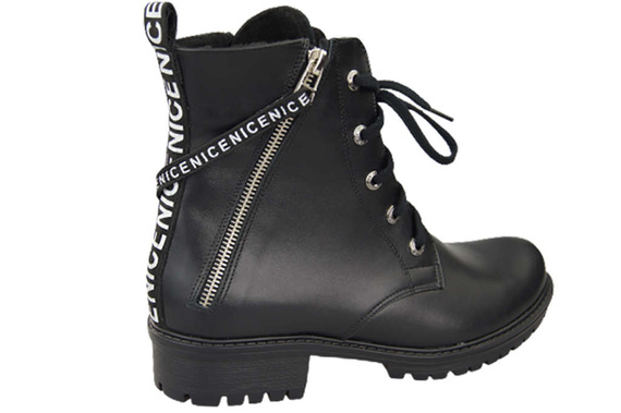 Obuv Dámské kozačky s nápisem NICE Přírodní kůže Černá 173 L ElitaBut