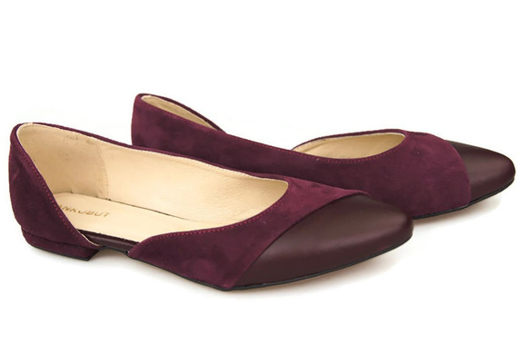 Dámské baleríny Maroon Natural Leather 146 ElitaBut