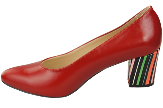 Dámská obuv Červené lodičky z přírodní kůže s ozdobným podpatkem 158 ElitaBut