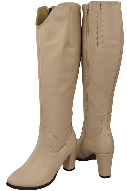 Stylová obuv Dámské kozačky Cappuccino Light On Stiletto přírodní kůže 211 ElitaBut