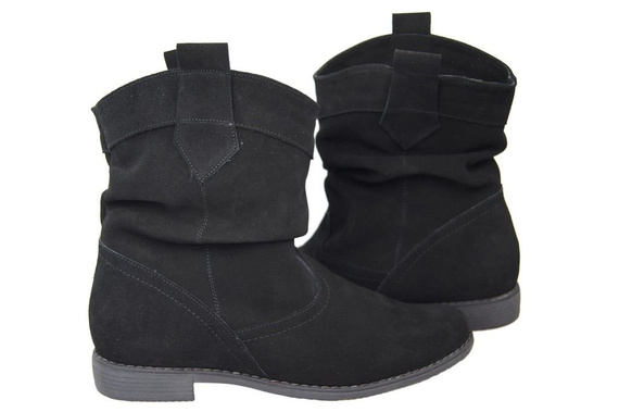 Dámské zimní boty černé kožené velurové 117 Z ElitaBut