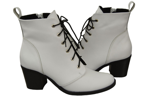Obuv Dámské bílé šněrovací boty Zimní přírodní kůže 188 Z ElitaBut