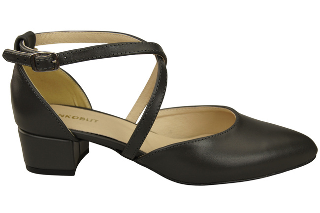 Dámské Sandály Kožené Grafit s Pásky na Nízkém Podpatku 223 ElitaBut