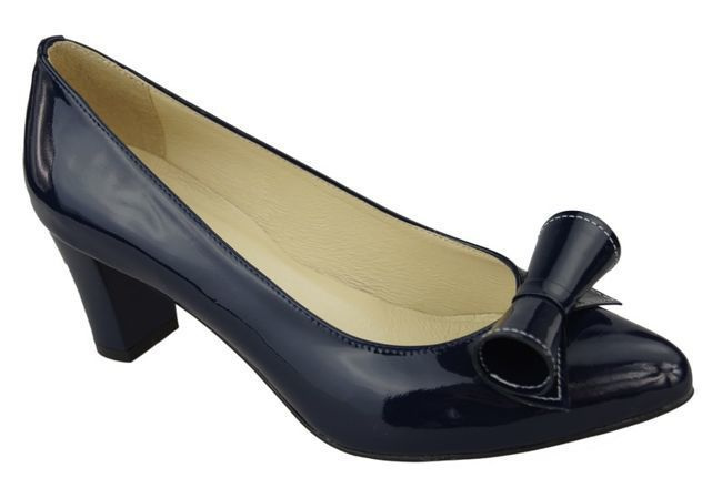 Dámská obuv Dámské kožené lodičky Navy blue Lacquer 975 ElitaBut