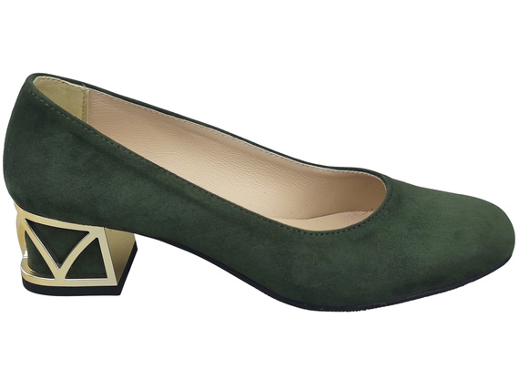 Pohodlné dámské boty Khaki lodičky s ozdobným podpatkem Přírodní semišová kůže 219 Od ElitaBut