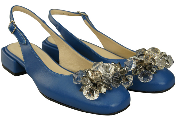 Dámská obuv Modré sandály s krystaly Přírodní kůže 215 ElitaBut