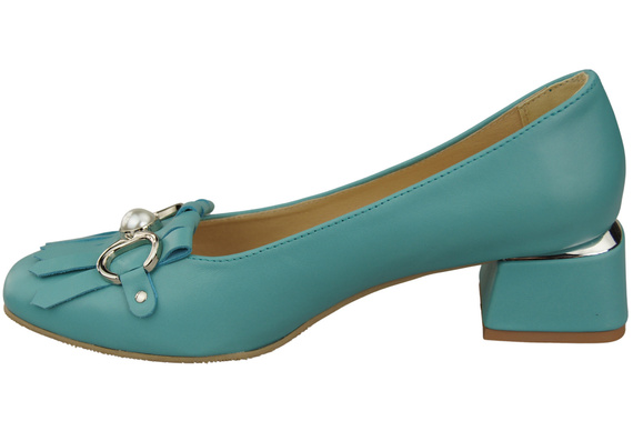 Dámská obuv Střapcem zdobené lodičky Tyrkysová přírodní kůže 195 ElitaBut