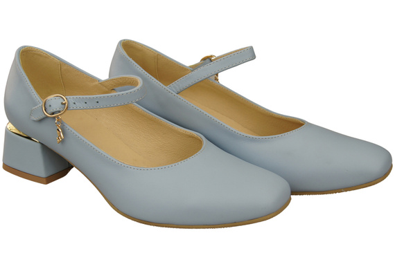 Dámská obuv Dámské lodičky s páskem Světle modrá přírodní kůže 202 ElitaBut