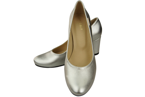 Dámské boty Classic Silver Natural Leather Almond Nose pumps 201 ElitaBut