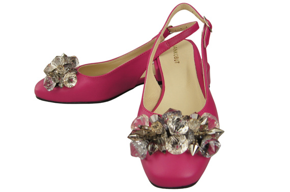 Dámská obuv Fialové sandály s krystaly Přírodní kůže 215 ElitaBut