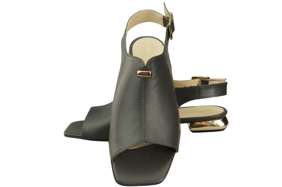 Pohodlné dámské sandály Graphite Flat Gold Heel Natural Leather 207 ElitaBut