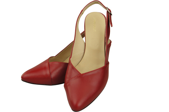 Dámská obuv Červené sandály na podpatku Přírodní kůže 217 ElitaBut