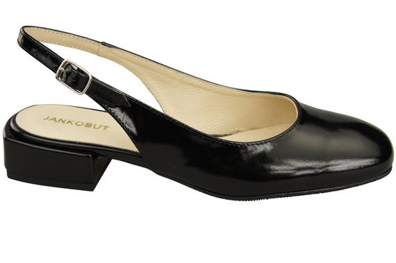 Dámská obuv Sandály černé lesklé s plochým podpatkem Přírodní kůže 206 ElitaBut