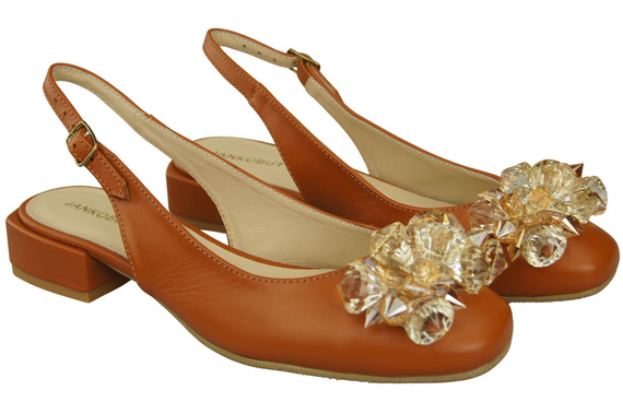 Dámská obuv Červené sandály s krystaly Přírodní kůže 215 ElitaBut